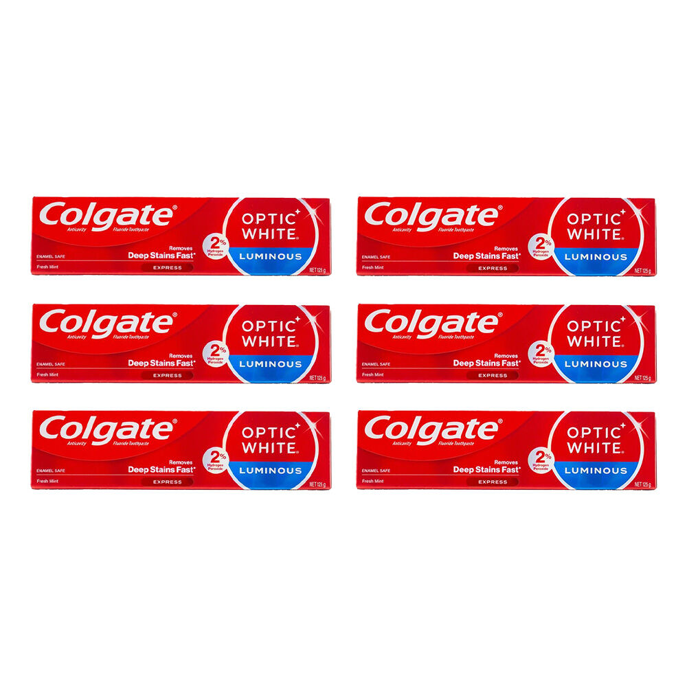 6PK Colgate 125g Toothpaste Optic White Luminous - Fresh Mint
