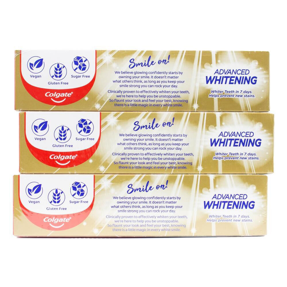2x 3pc Colgate 200g Toothpaste Advanced Whitening Tartar Control