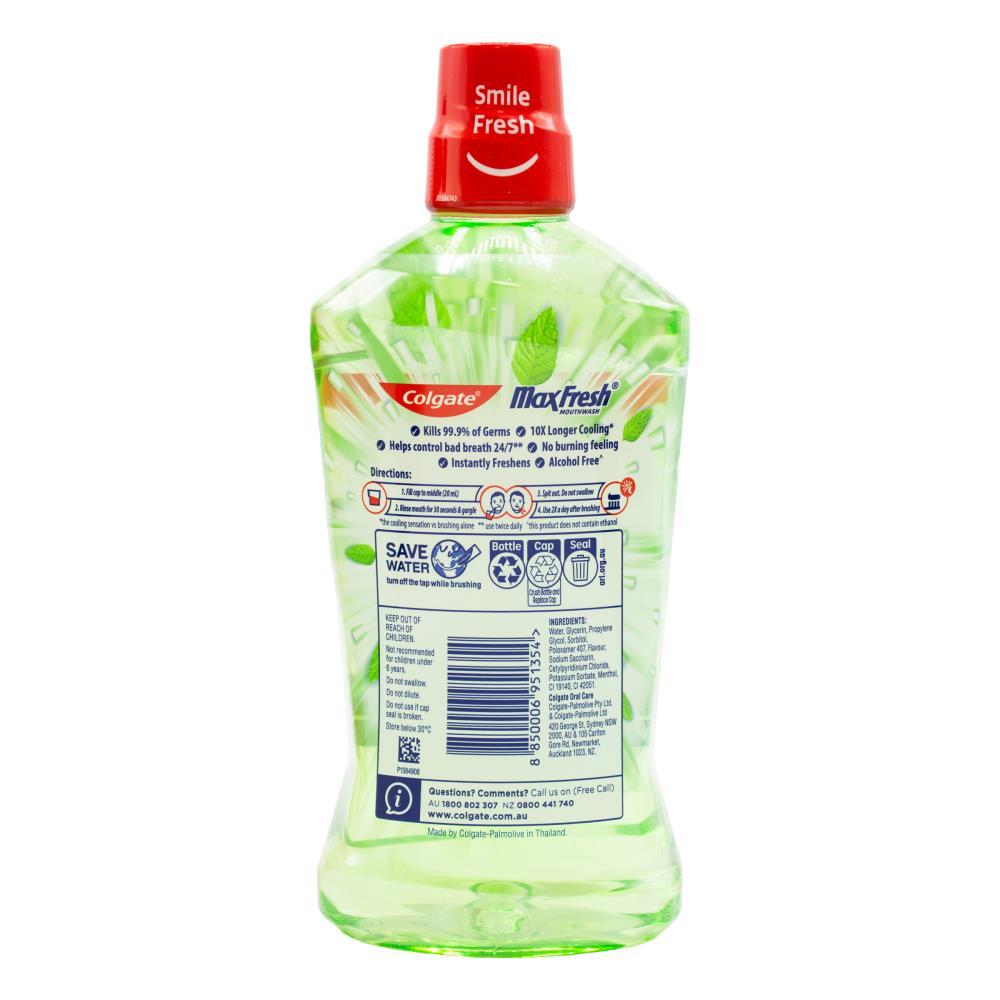 3PK Colgate 1L Mouthwash Max Fresh 10x Longer Cooling Alcohol Free Mint Fusion