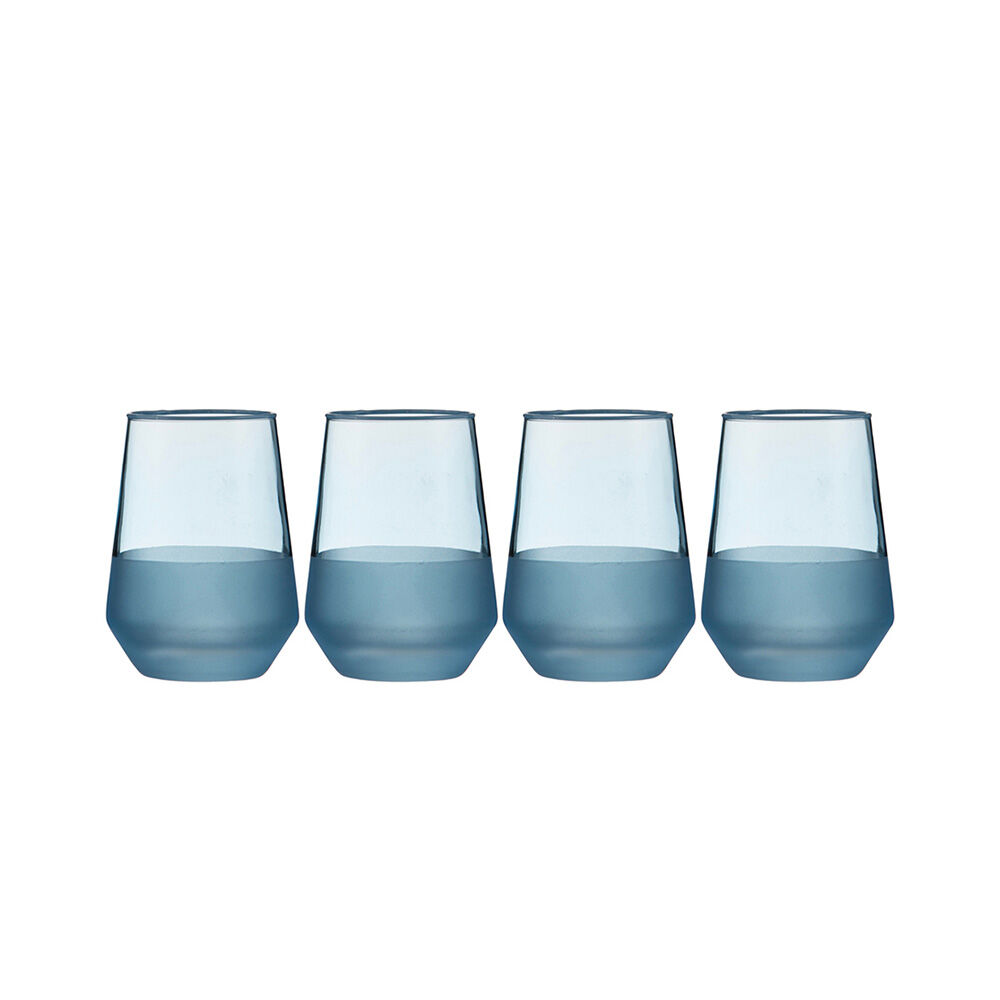 4pc Ladelle Panama Tumbler Durable Beverage Glass Set Kitchen Glassware Ocean