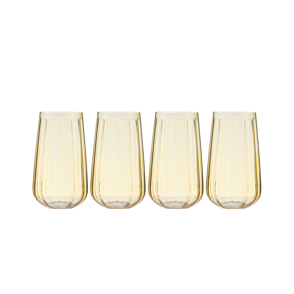 4pc Ladelle Capri Lemon Highball Tumbler Beverage Drinking Glasses Reusable