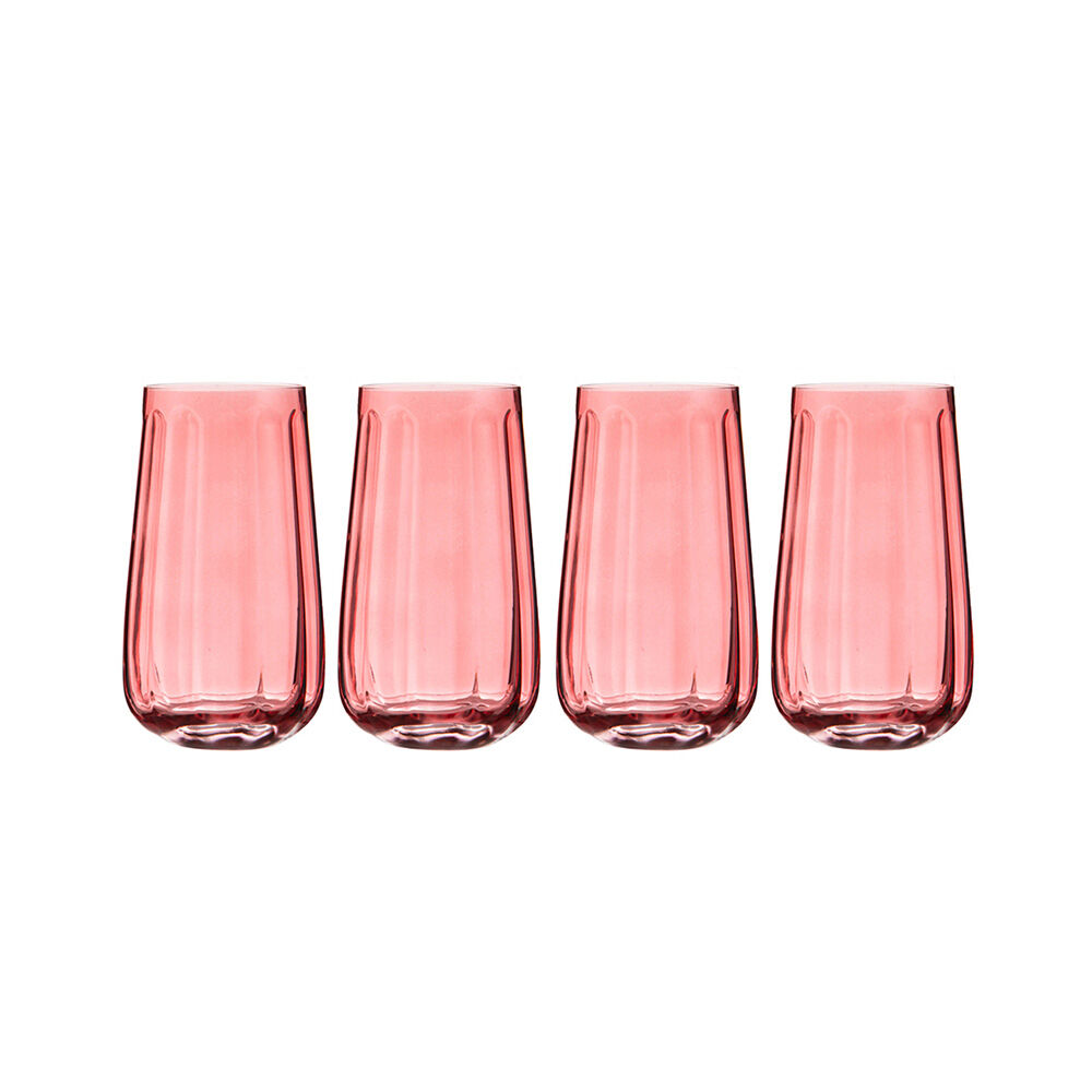 4pc Ladelle Capri Rose Highball Tumbler 550ml Tall Drinking Glass Pink