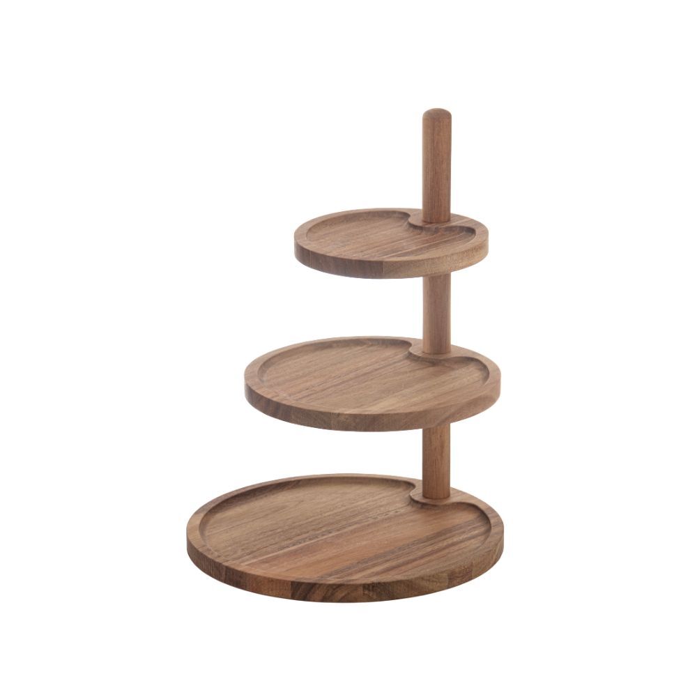 Ladelle Gather Round 3 Tier Serving Tower Multi-Level Snack Stand Brown