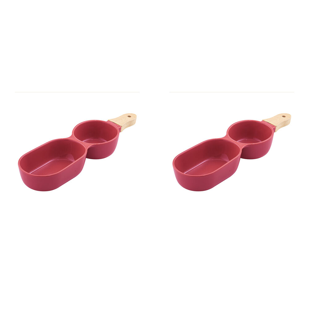 2PK Ladelle Alto Serve & Share Burgundy 2 Part Stick Snack Serving Platter w/ Handle