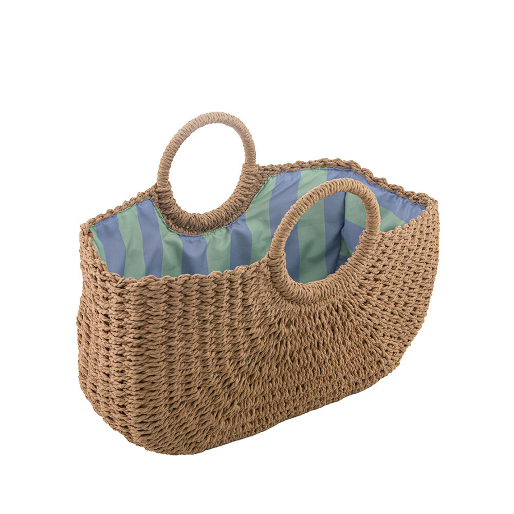Ladelle Capri Stripe Market Shopping Basket 45cm Reusable Tote Bag Brown