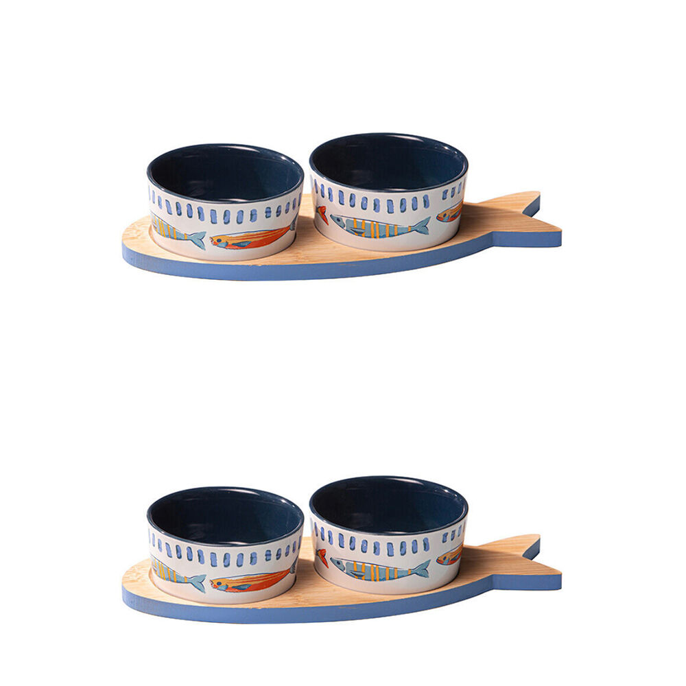 2x 3pc Ladelle Capri Ceramic Fish Bowl & Tray Serving Set Kitchen Serveware