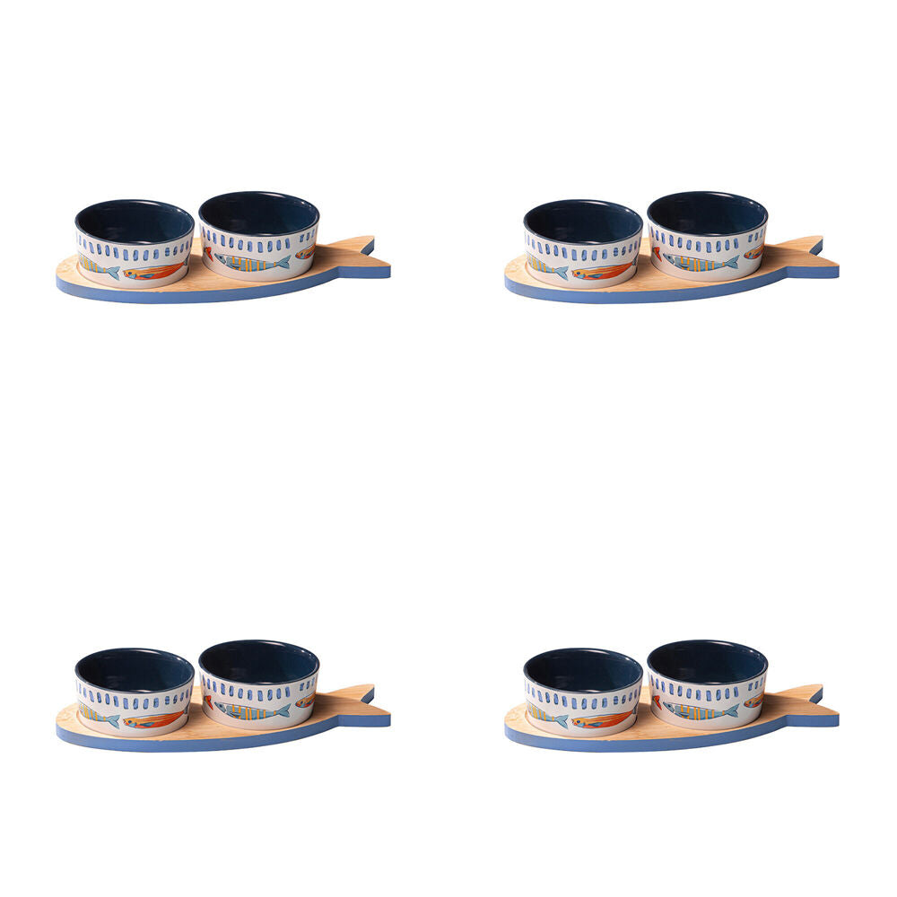 4x 3pc Ladelle Capri Ceramic Fish Bowl & Tray Serving Set Kitchen Serveware