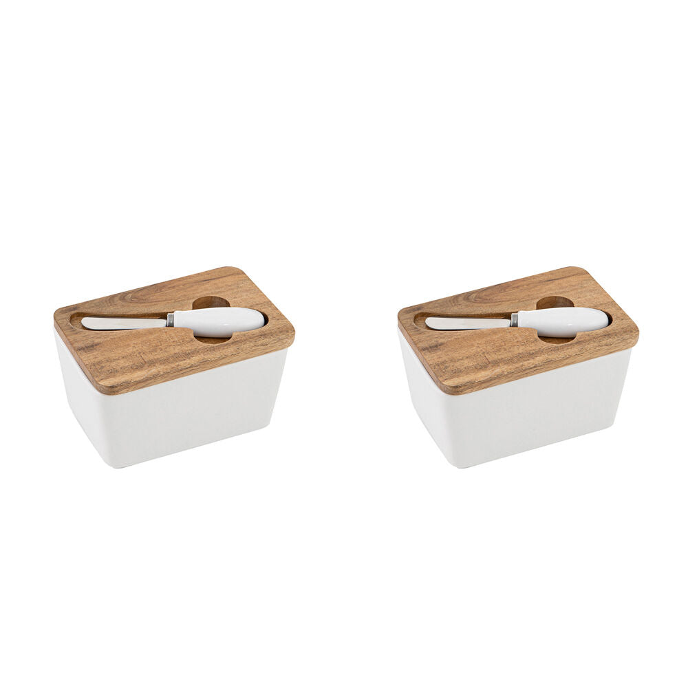 2PK Ladelle Alto Serve & Share Ceramic Butter Dish w/ Spreader Tabletop Serving Tray