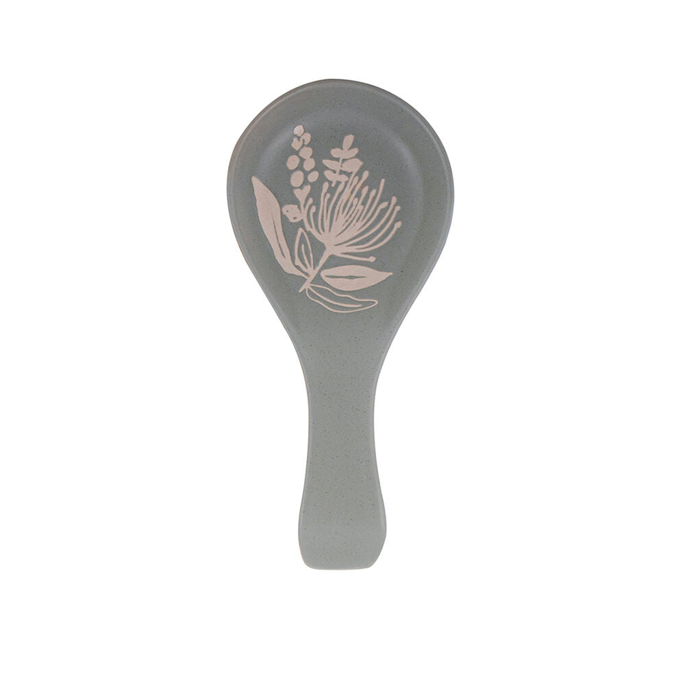 Ladelle Esperance Ceramic Spoon Rest Reusable Kitchen Utensil Green
