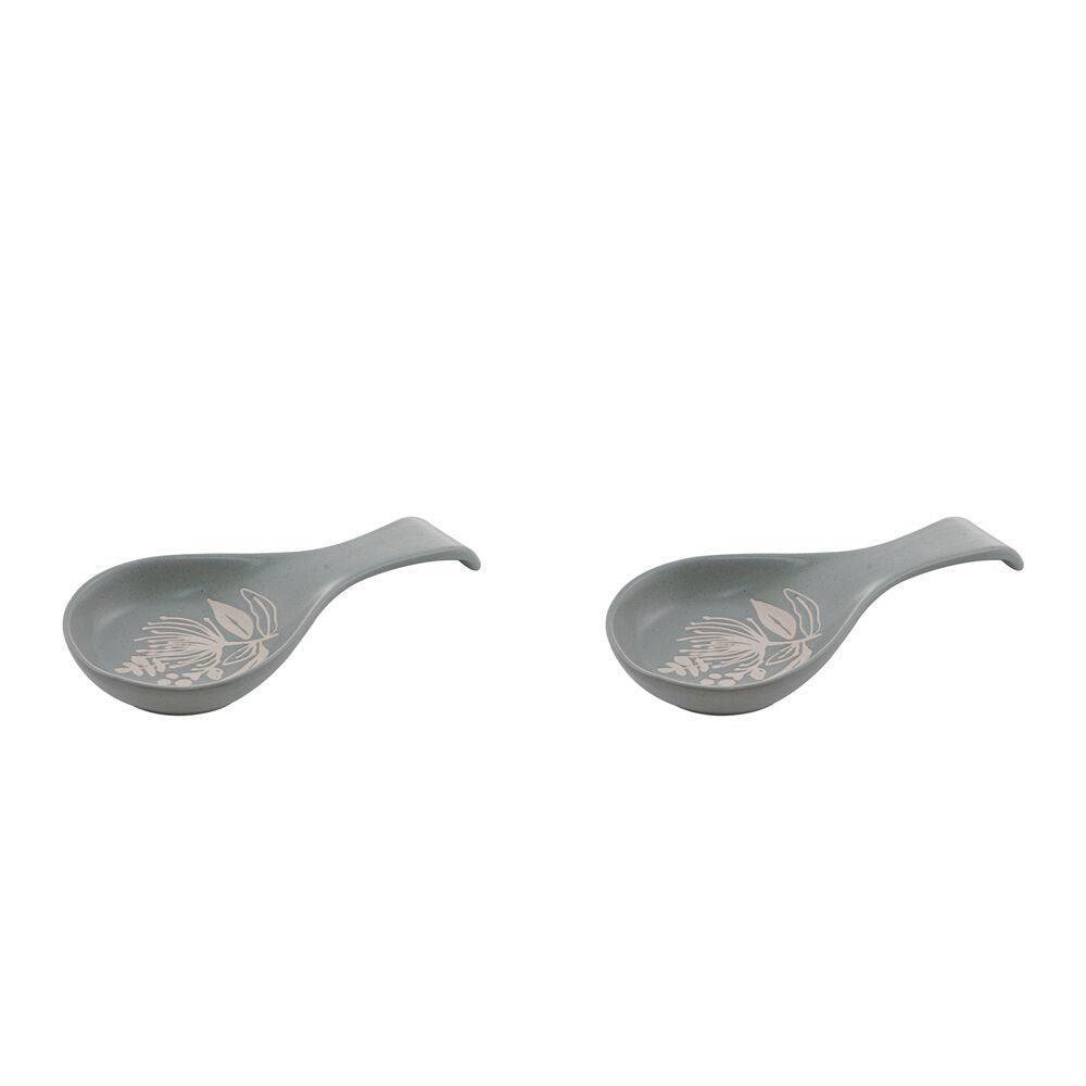 2PK Ladelle Esperance Ceramic Spoon Rest Reusable Kitchen Utensil Green