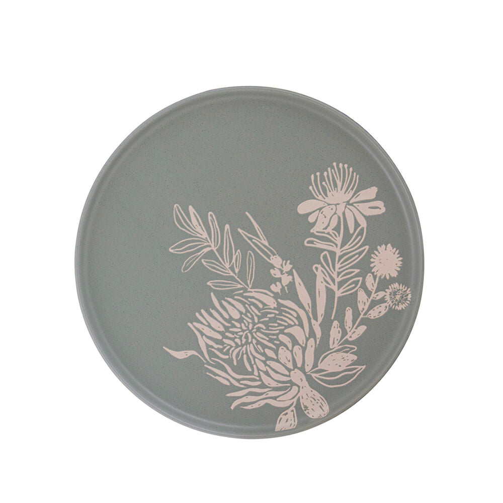 Ladelle Esperance Ceramic Serving Platter Round Reusable Food Tray Green