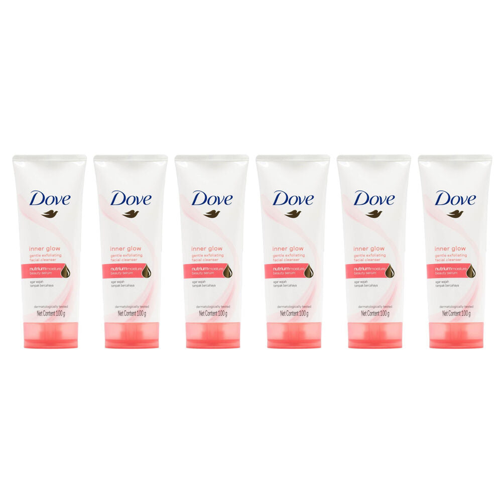 6PK Dove Facial Cleanser Gentle Exfoliating Inner Glow Face Skin Care 100g