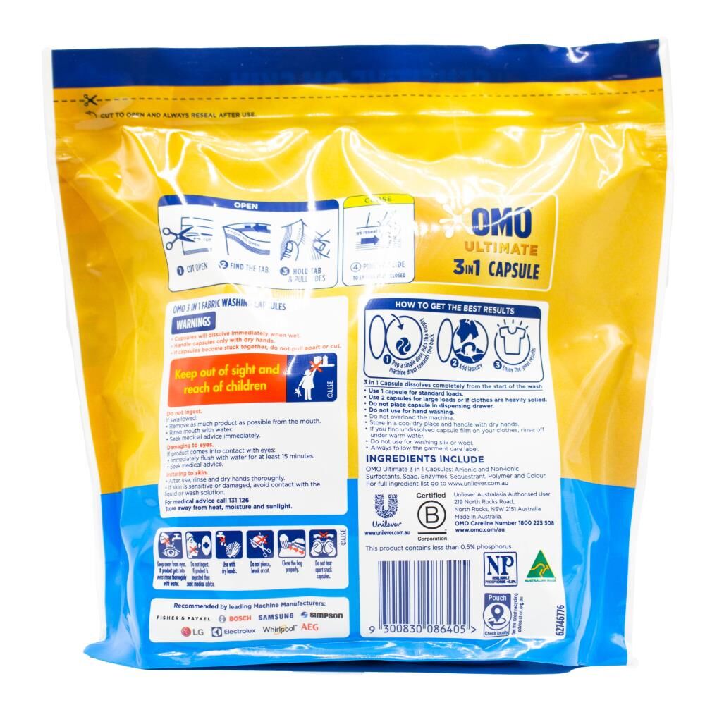 84pc Omo Ultimate Sensitive 3in1 Laundry Detergent Capsules