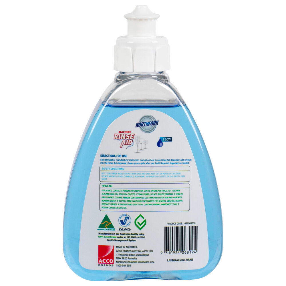 12PK Northfork Liquid Machine Rinse Aid Dishwashing Soap 250ml