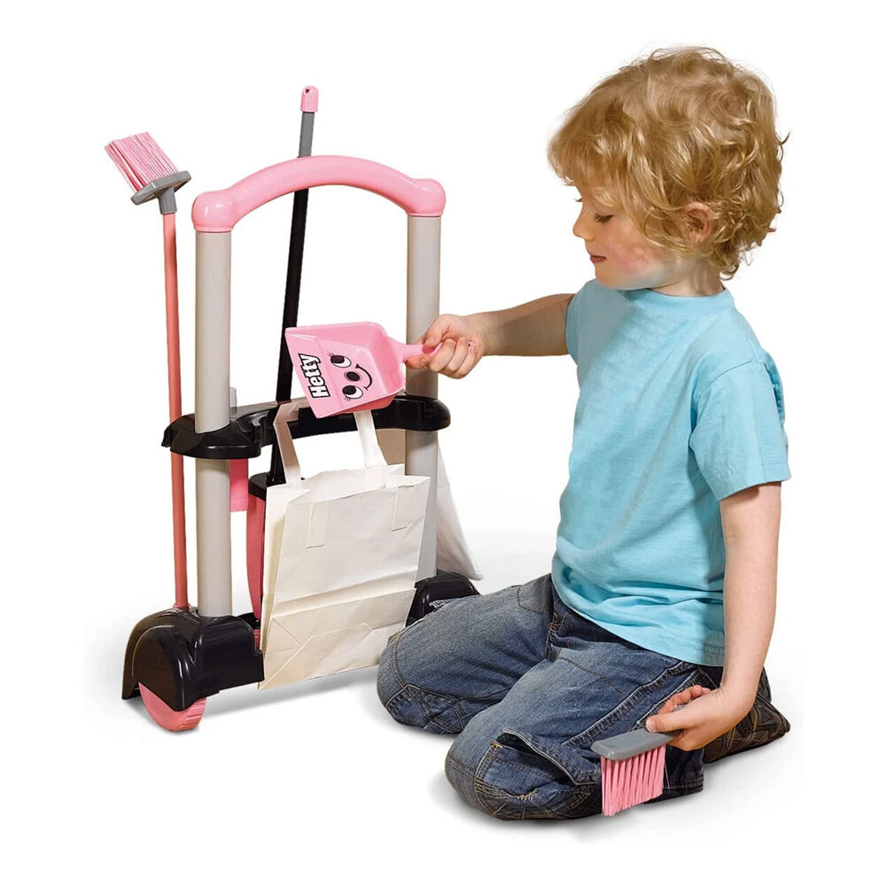 Casdon Hetty Cleaning Trolley Role-play Vacuum Toy Playset Kids 3y+ Pink