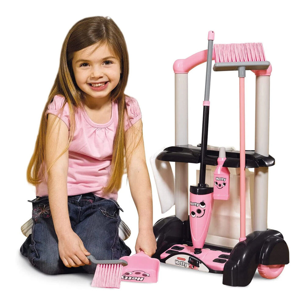 Casdon Hetty Cleaning Trolley Role-play Vacuum Toy Playset Kids 3y+ Pink