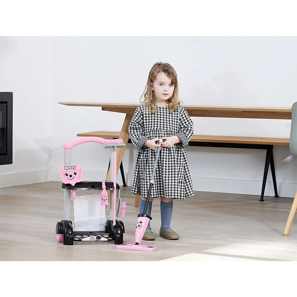 Casdon Hetty Cleaning Trolley Role-play Vacuum Toy Playset Kids 3y+ Pink
