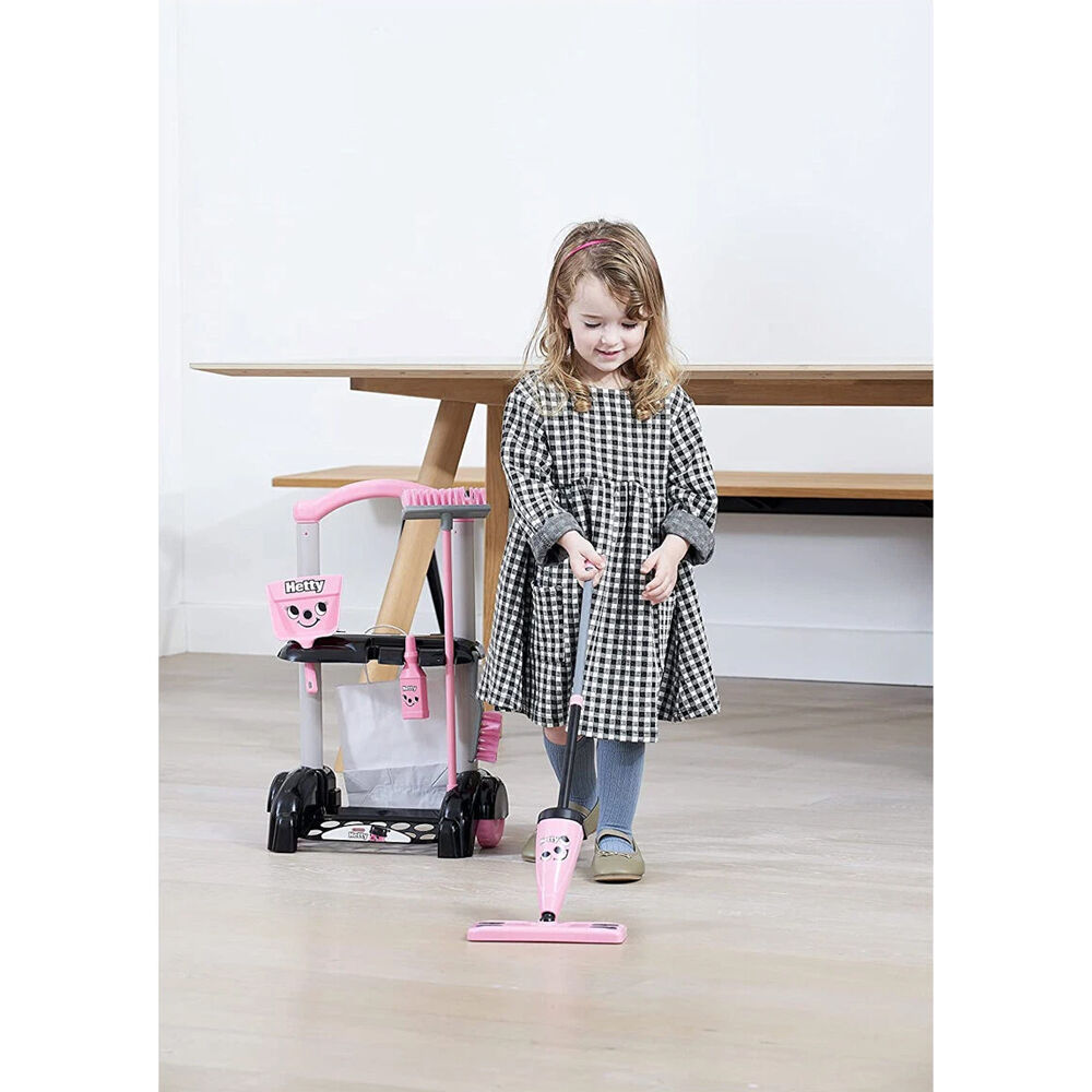 Casdon Hetty Cleaning Trolley Role-play Vacuum Toy Playset Kids 3y+ Pink