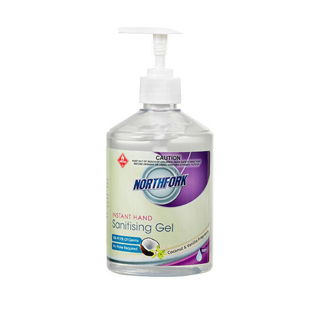 12PK Northfork Instant Hand Sanitising Gel Coconut & Vanilla 500ml