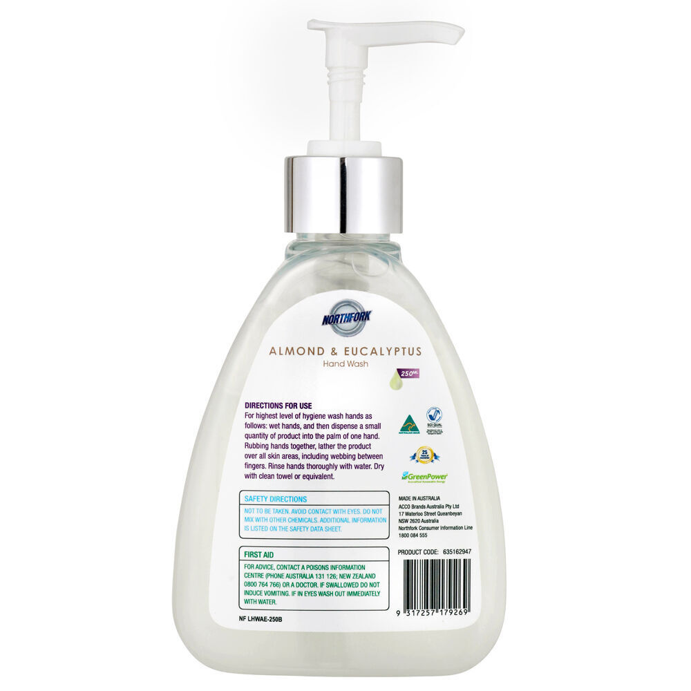 12PK Northfork Liquid Hand Wash Almond & Eucalyptus 250ml