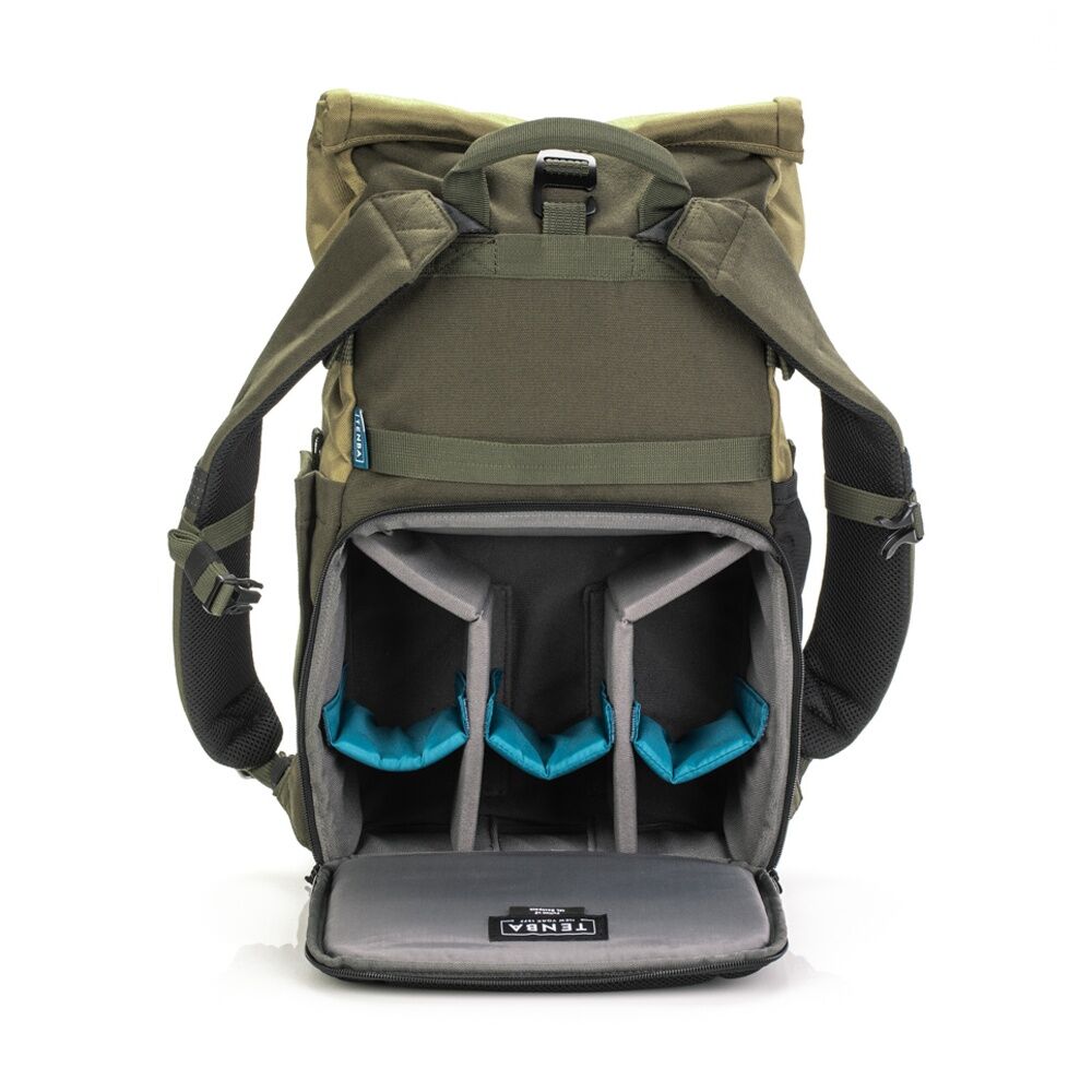 Tenba Fulton V2 14L Backpack Rolltop Camera Rear Access - Tan/Olive