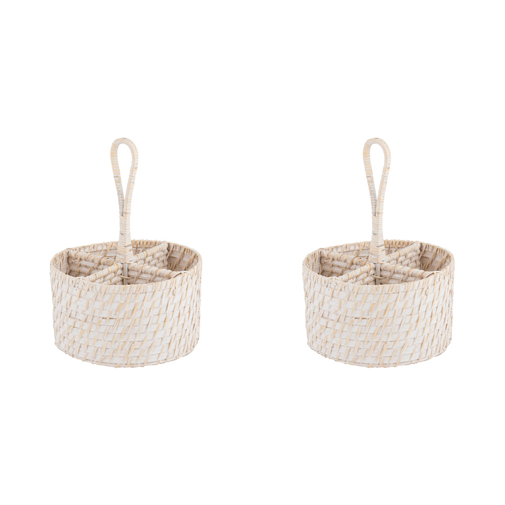 2PK Ladelle Whitehaven Woven Round Porcelain Utensil Caddy Holder