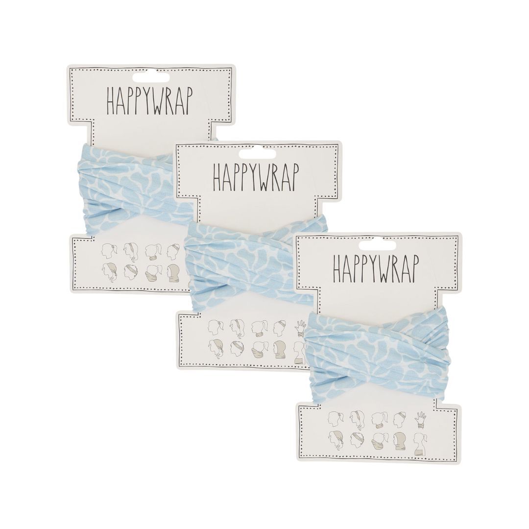 3PK Annabel Trends Happywrap Womens Multipurpose Bandana 50x25cm - Sky Petal