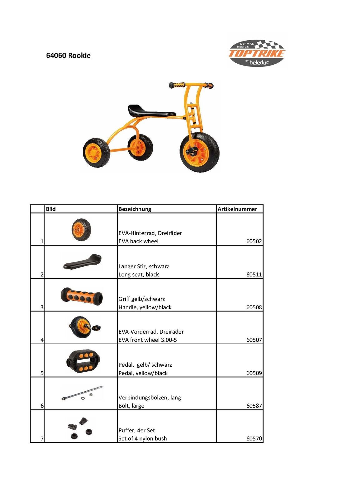 Top-Trike Rookie Tricycle Steel Bike Outdoor Ride-On Toy Kids/Children - 3y+