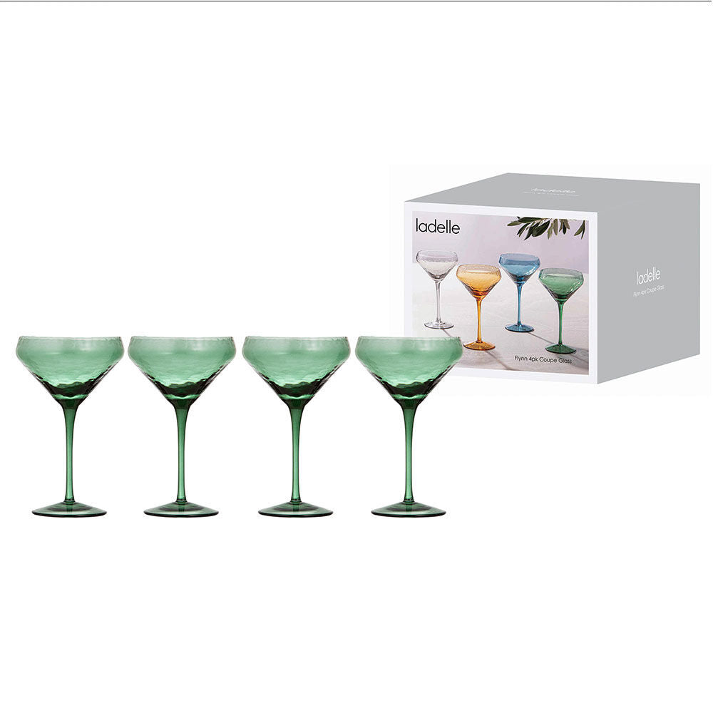 2x 4pc Ladelle Flynn Coupe Glass Stemware 18cm - Green