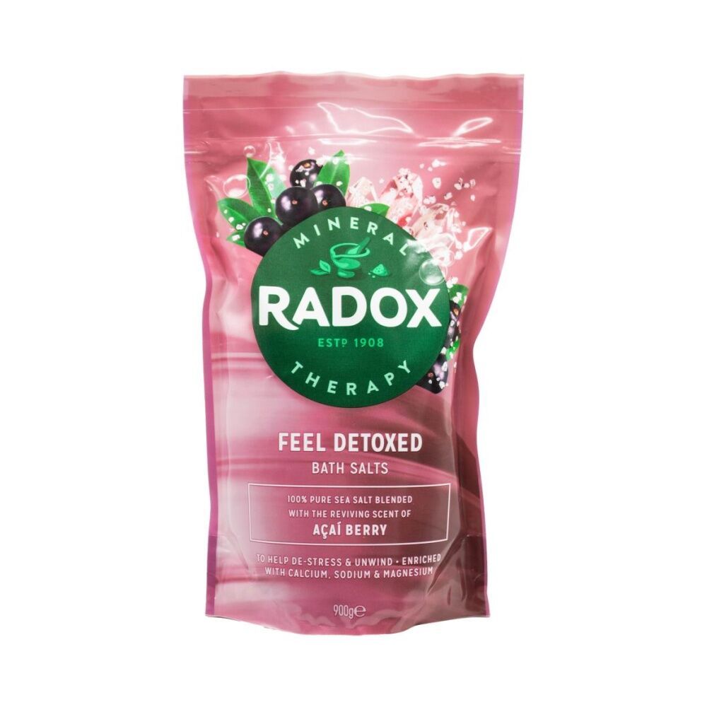 8PK Radox Bath Salts Feel Detoxed w/Calcium Sodium Magnesium 900g Acai Berry