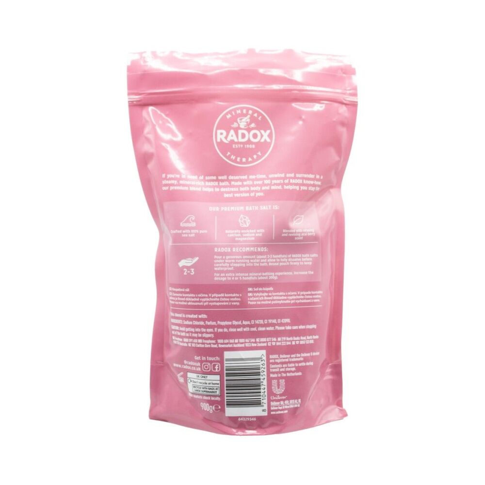 8PK Radox Bath Salts Feel Detoxed w/Calcium Sodium Magnesium 900g Acai Berry