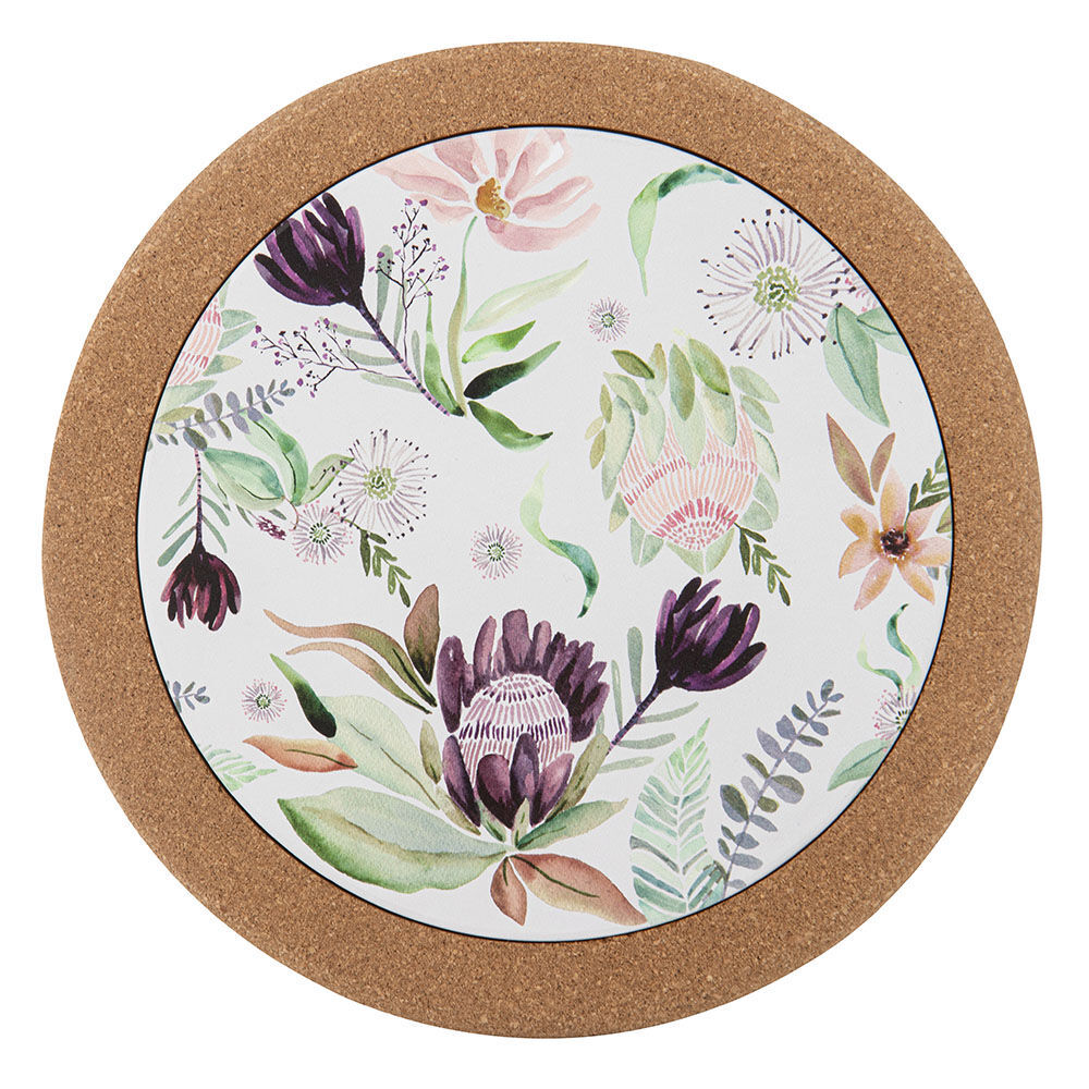 2x 2pc Leura Cork Trivet Kitchen Cooking Serveware 20cm - Cream/Green
