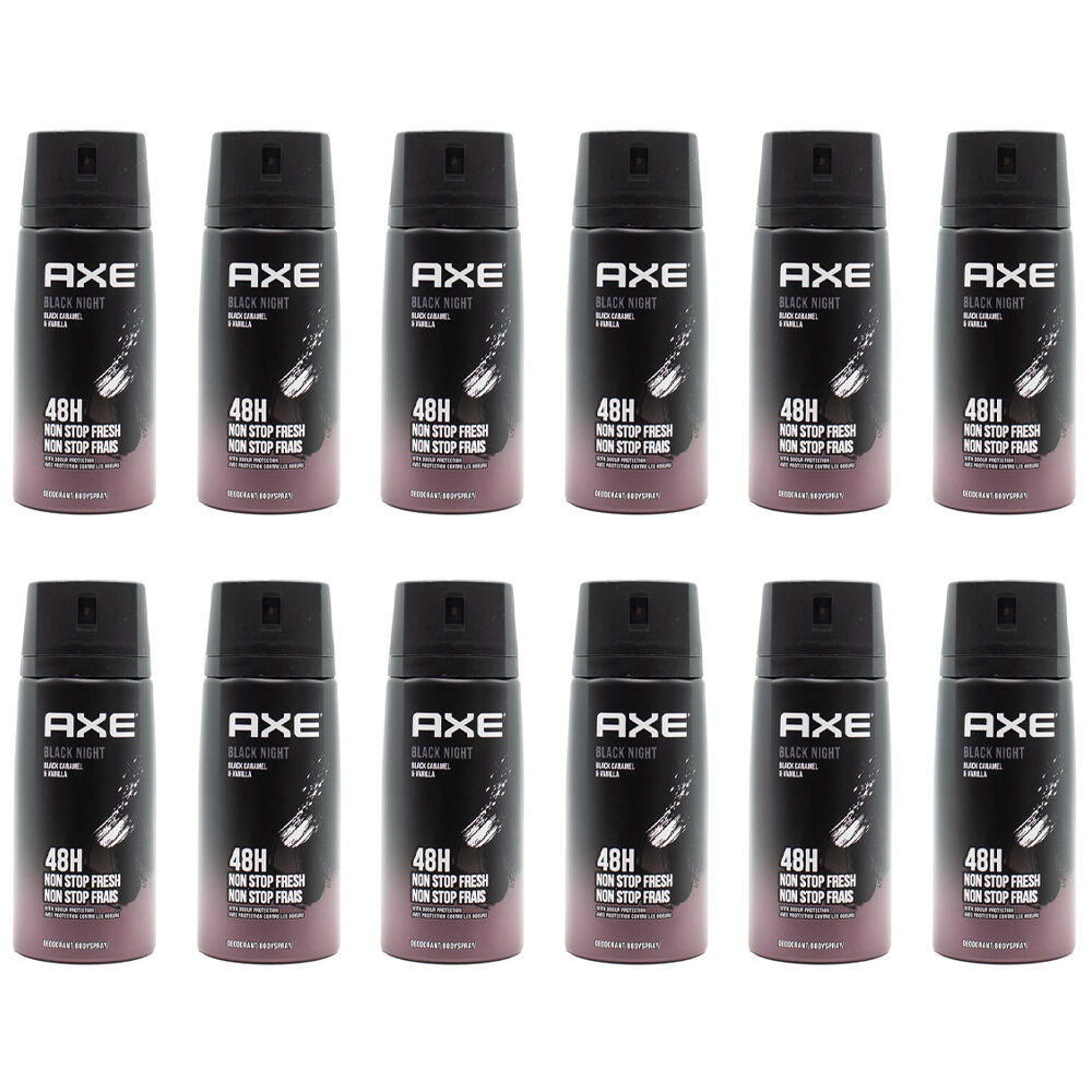 12PK Axe 150ml Deodorant Bodyspray 48hr For Men - Black Night