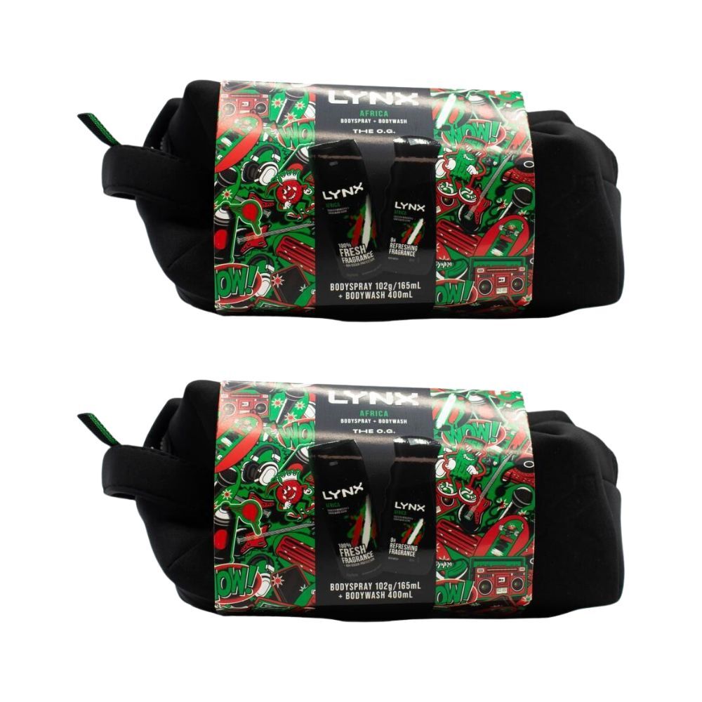 2x 2pc Lynx The OG Africa Bodyspray/Bodywash Gift Bag Set