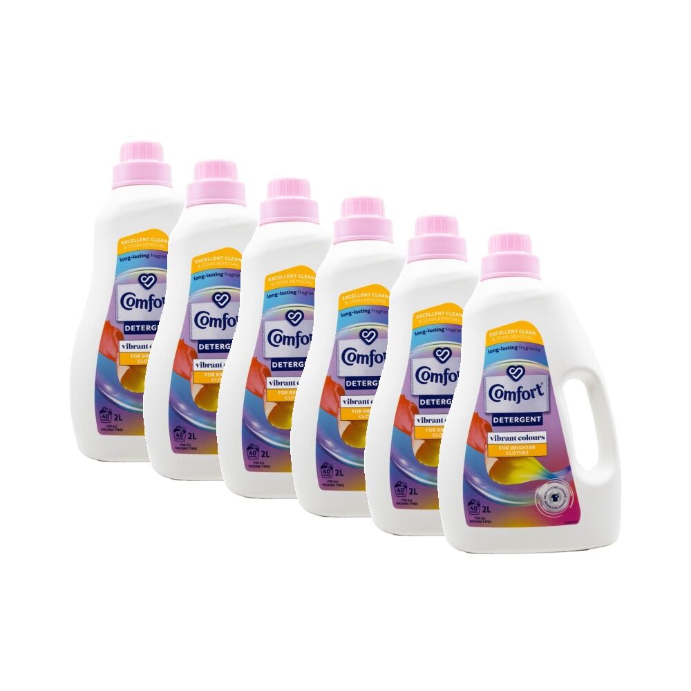 6PK Comfort Laundry Detergent Vibrant Colours For Brighter Clothes 40 Washes 2L