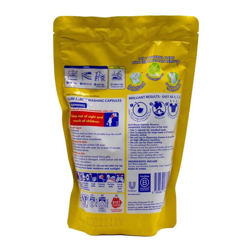 80pc Surf Fabric Washing Capsules Front & Top Loader - Sun Fresh