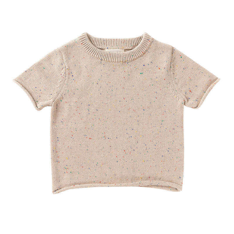 Ponchik Cotton Tee Wheat Speckle Knit Size 0-3m