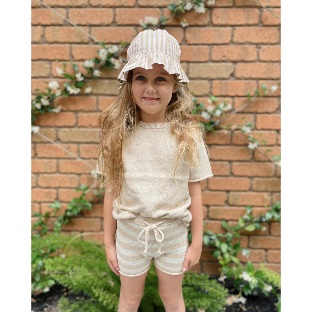 Ponchik Cotton Tee Wheat Speckle Knit Size 3-6m