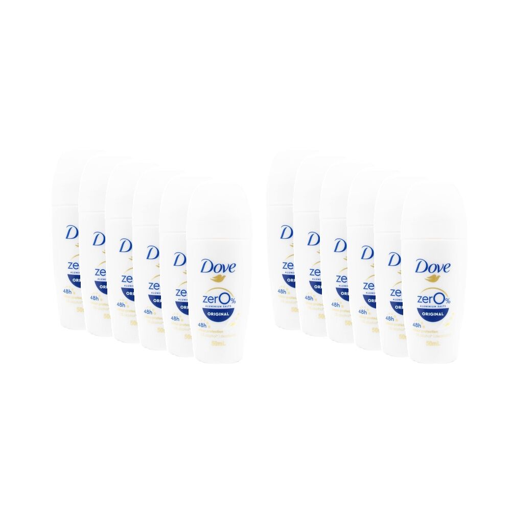 12PK Dove Roll-On Deodorant 48 Hour Odour Protection Zero Aluminium Salts 50ml