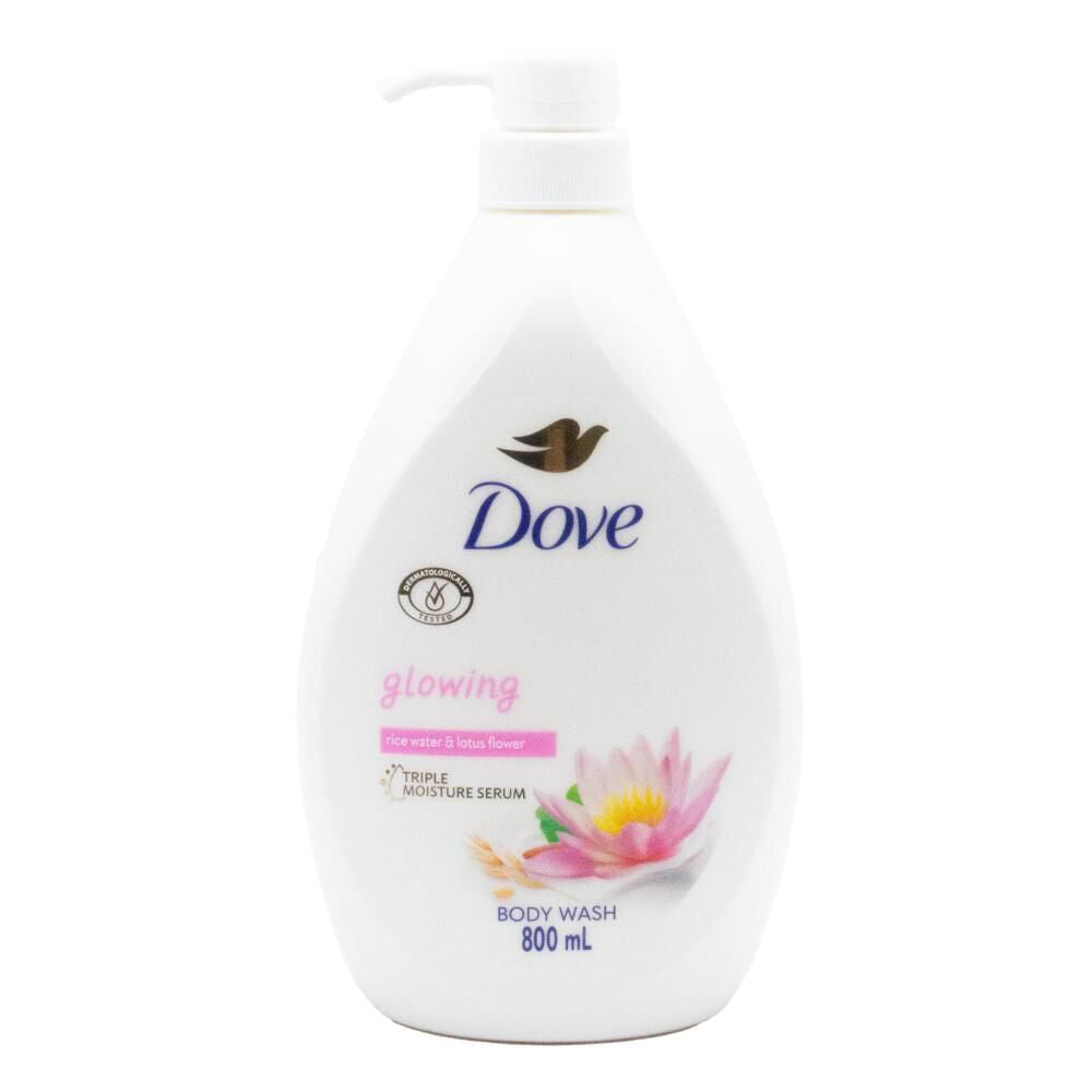3PK Dove Glowing 800ml Body Wash Triple Moisture Serum Rice Water & Lotus Flower