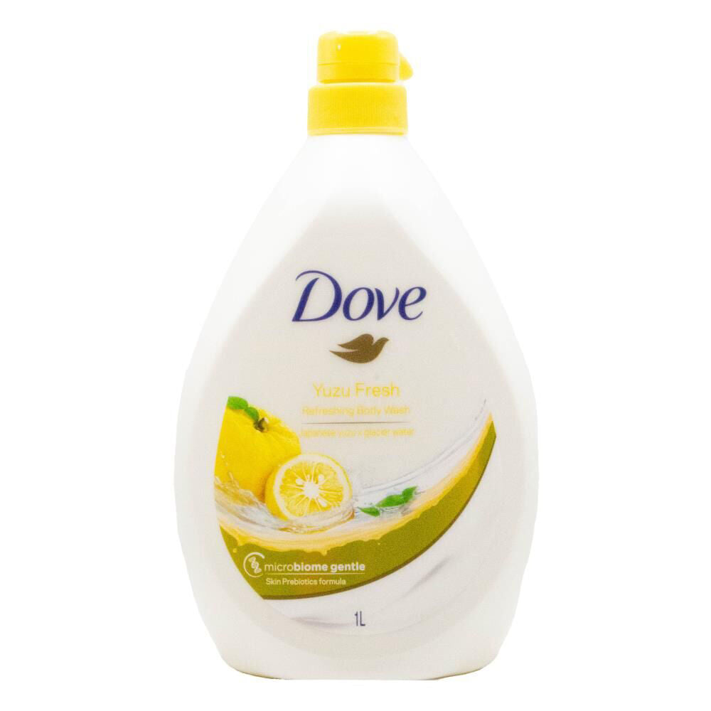 6PK Dove Yuzu Fresh Refreshing 1L Body Wash Pump Bottle Hydrating Care
