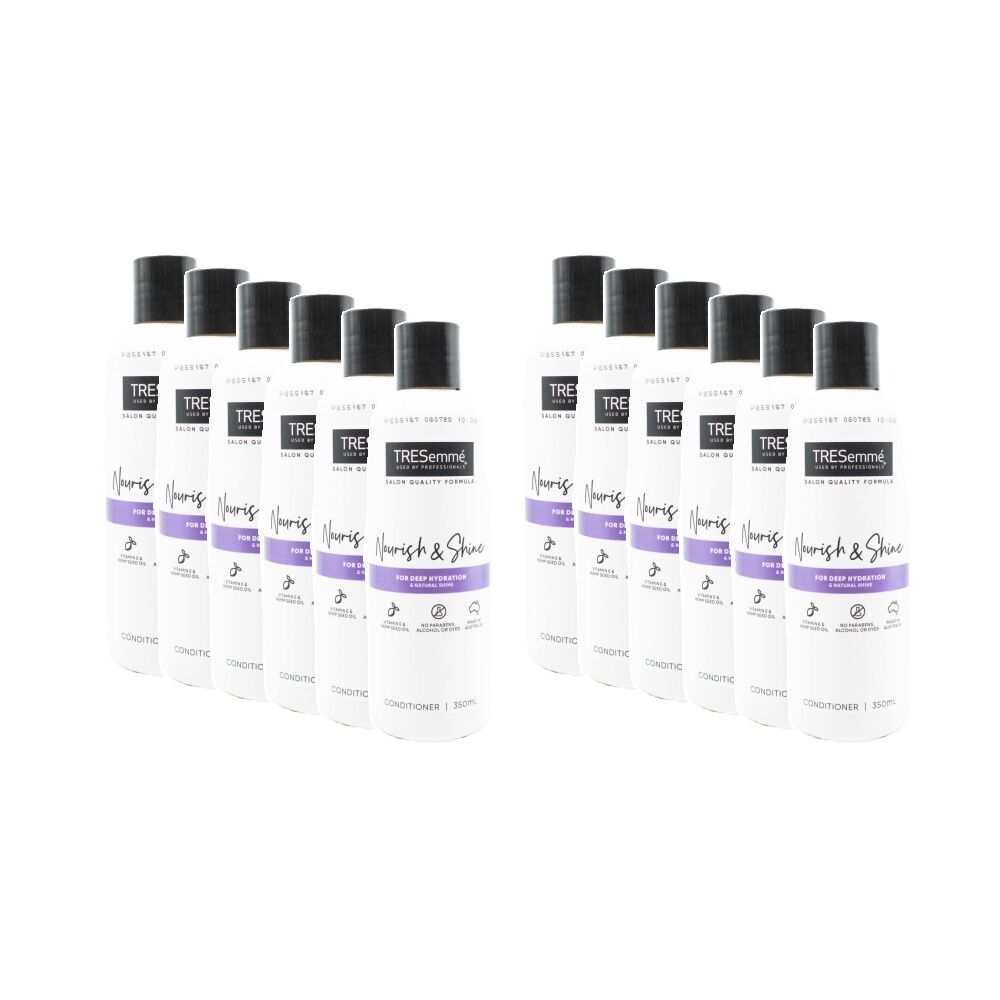 12PK TRESemme Hair Conditioner Nourish & Shine w/Vitamin E Hemp Seed Oil 350ml