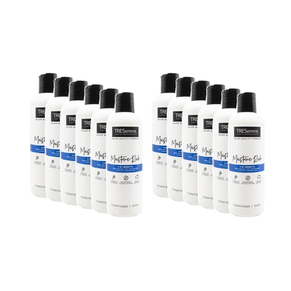 12PK TRESemme Hair Conditioner Moisture Rich w/Vitamin & Jojoba Oil 350ml