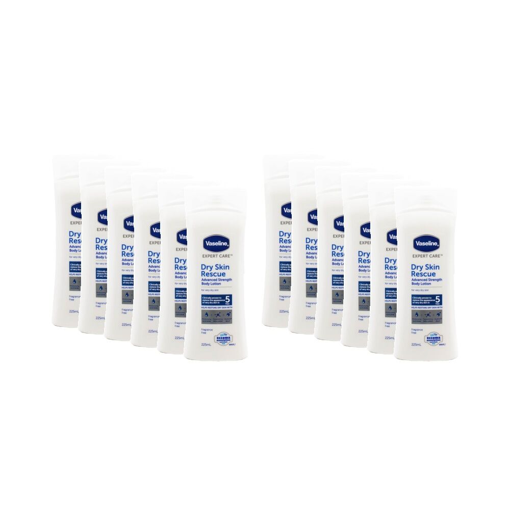 12PK Vaseline Expert Care Dry Skin Rescue Advanced Strength Body Lotion 225ml
