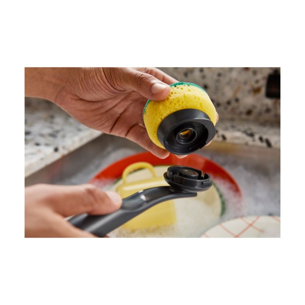 2PK Joseph Joseph SinkTech Dish Brush With Replacement Pan Scraper Head Graphite