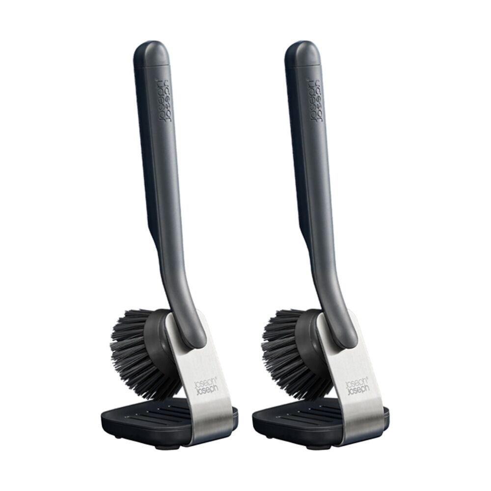 2PK Joseph Joseph SinkTech Kitchen Dish Sink Brush With Steel Stand Graphite