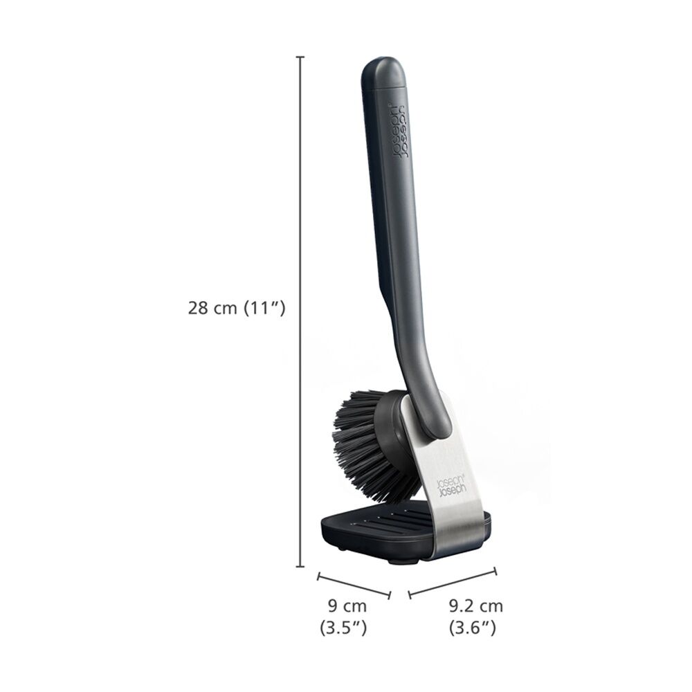 2PK Joseph Joseph SinkTech Kitchen Dish Sink Brush With Steel Stand Graphite