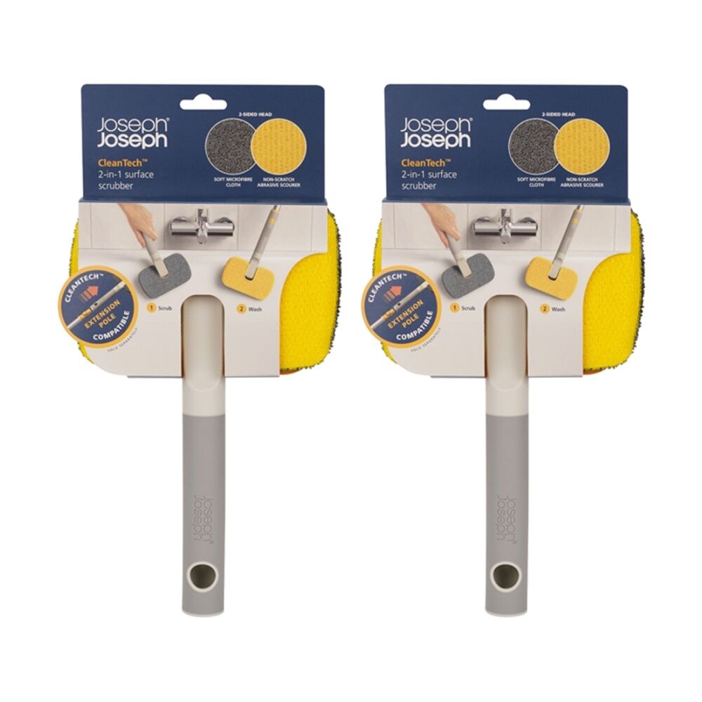 2PK Joseph Joseph CleanTech Surface Scrubber Compatible W/ Extension Pole 2-in-1