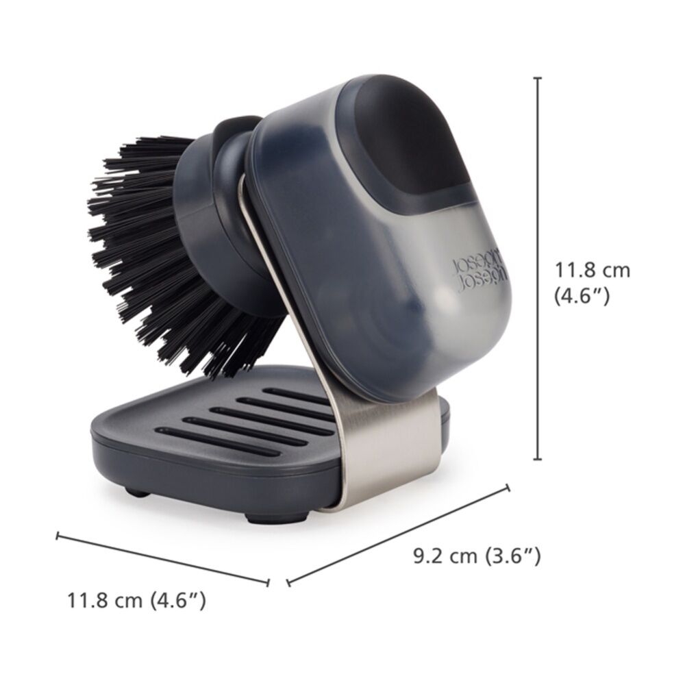 2PK Joseph Joseph SinkTech Soap Dispenser Palm Brush With Stand Graphite