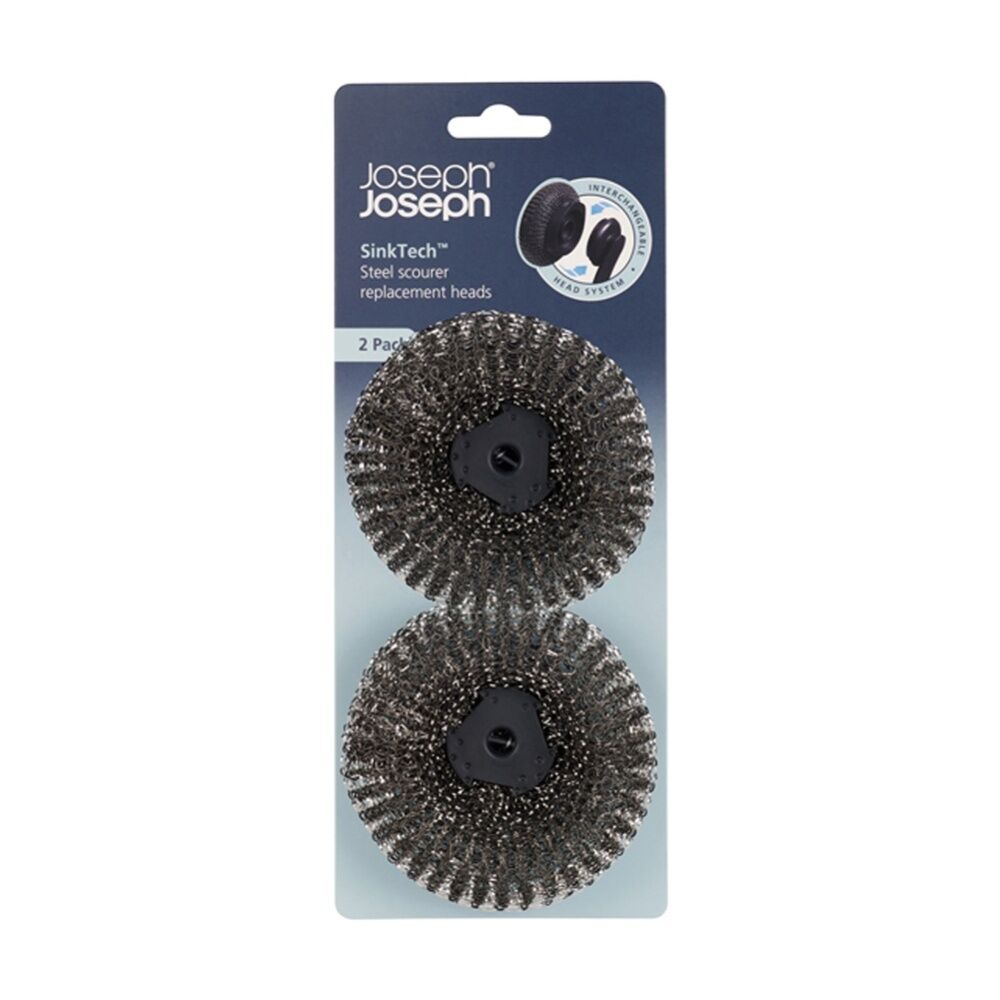 2x 2pc Joseph Joseph SinkTech Steel Kitchen Scourer Replacement Heads Graphite